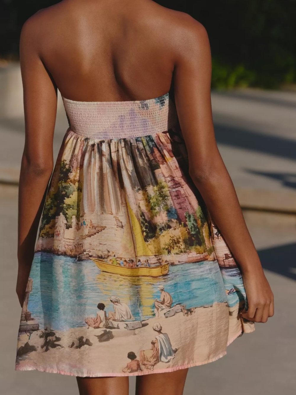 Anthropologie Celandine Strapless Bow-Front Mini Dress in NOVELTY PRINT - Picture 2 of 4